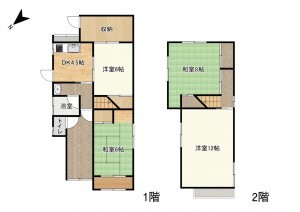 草津市南笠東、中古一戸建ての間取り画像です