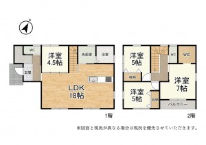 草津市野路、新築一戸建ての間取り画像です
