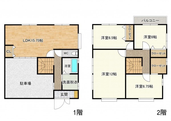 草津市青地町、中古一戸建ての間取り画像です