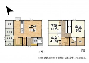 草津市矢橋町、新築一戸建ての間取り画像です