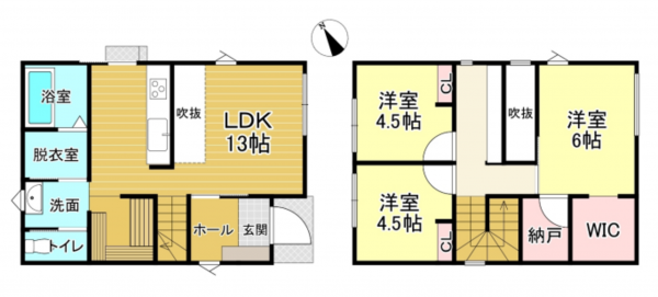 草津市矢橋町、新築一戸建ての間取り画像です