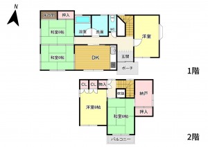 草津市追分、中古一戸建ての間取り画像です