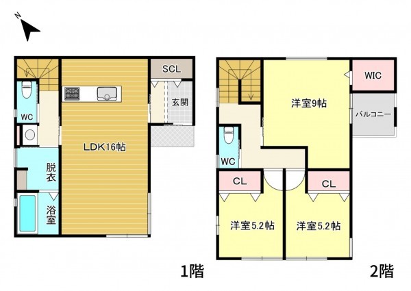 草津市平井、新築一戸建ての間取り画像です