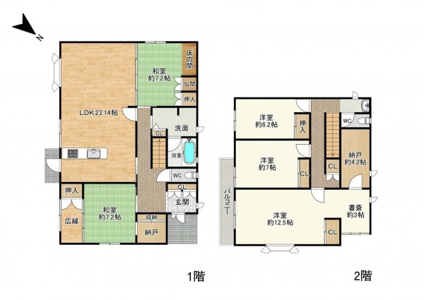 草津市上笠、中古一戸建ての間取り画像です