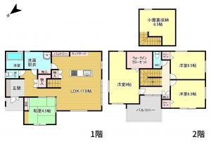 草津市西草津、新築一戸建ての間取り画像です