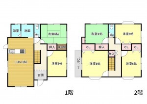 草津市矢橋町、中古一戸建ての間取り画像です