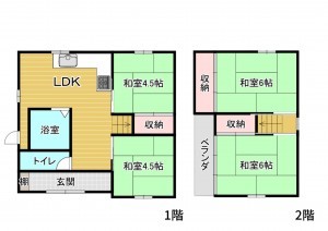 草津市木川町、中古一戸建ての間取り画像です