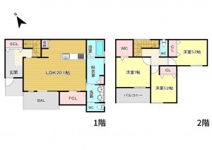 草津市西渋川、新築一戸建ての間取り画像です