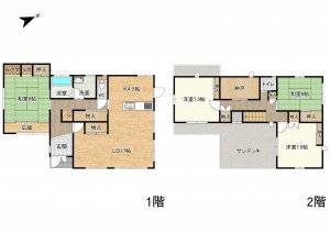 草津市西渋川、中古一戸建ての間取り画像です