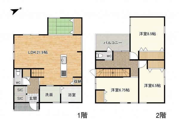 草津市西渋川、中古一戸建ての間取り画像です