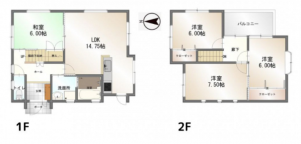 大津市錦織、中古一戸建ての間取り画像です