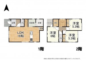 大津市弥生町、新築一戸建ての間取り画像です