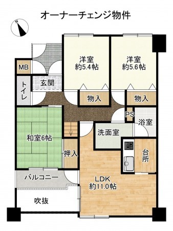 草津市渋川、マンションの間取り画像です