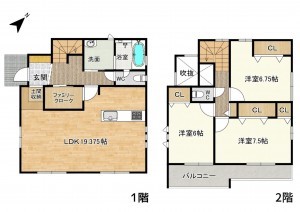 大津市日吉台、新築一戸建ての間取り画像です