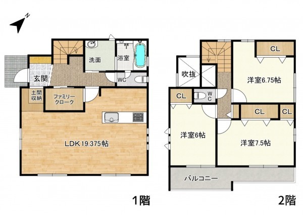 大津市日吉台、新築一戸建ての間取り画像です