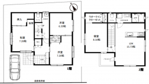 大津市下阪本、中古一戸建ての間取り画像です