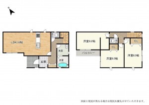 草津市平井、新築一戸建ての間取り画像です