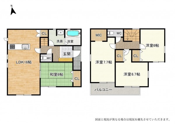 草津市東矢倉、新築一戸建ての間取り画像です