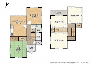 草津市新浜町、中古一戸建ての間取り画像です