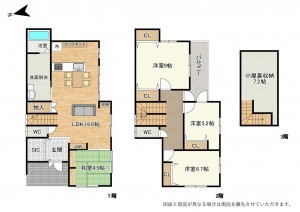大津市蓮池町、新築一戸建ての間取り画像です