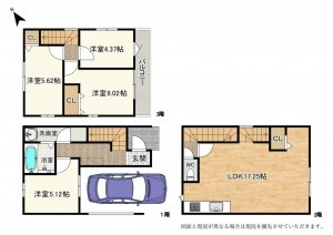 大津市島の関、新築一戸建ての間取り画像です
