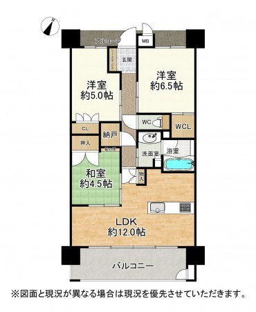 大津市打出浜、マンションの間取り画像です