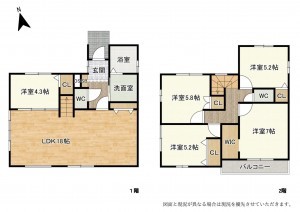 草津市野村、新築一戸建ての間取り画像です
