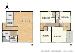 草津市追分南、新築一戸建ての間取り画像です