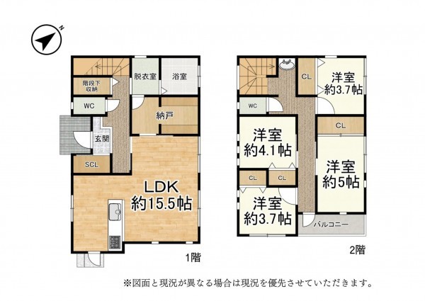 大津市竜が丘、中古一戸建ての間取り画像です