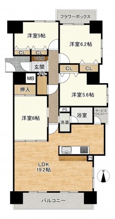 大津市唐橋町、マンションの間取り画像です