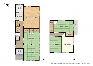 大津市国分、中古一戸建ての間取り画像です