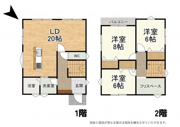 大津市下阪本、中古一戸建ての間取り画像です