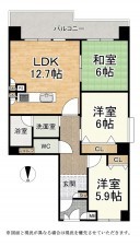 大津市秋葉台、マンションの間取り画像です