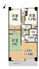 大津市真野、マンションの間取り画像です