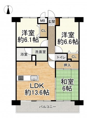 大津市萱野浦、収益物件/マンションの間取り画像です