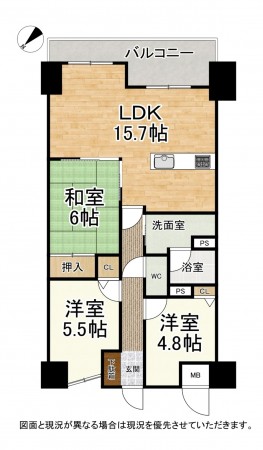 草津市野路、マンションの間取り画像です