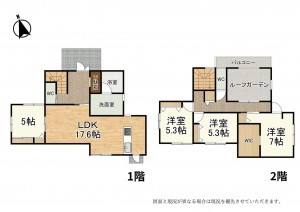 大津市下阪本、中古一戸建ての間取り画像です