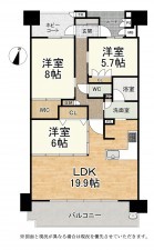 大津市茶が崎、マンションの間取り画像です