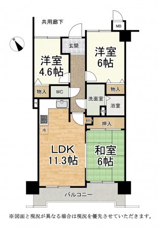 大津市今堅田、マンションの間取り画像です