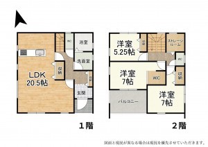 大津市大江、新築一戸建ての間取り画像です