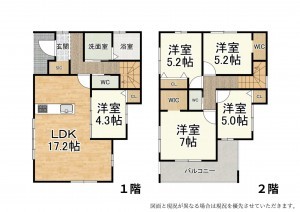 大津市瀬田、新築一戸建ての間取り画像です