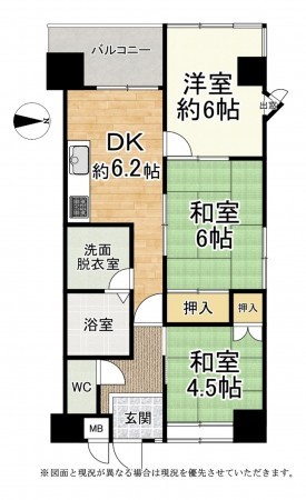 大津市桜野町、マンションの間取り画像です