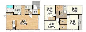 大津市桜野町、新築一戸建ての間取り画像です
