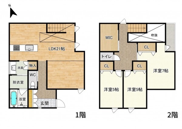 大津市一里山、新築一戸建ての間取り画像です