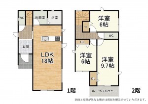 草津市平井、新築一戸建ての間取り画像です