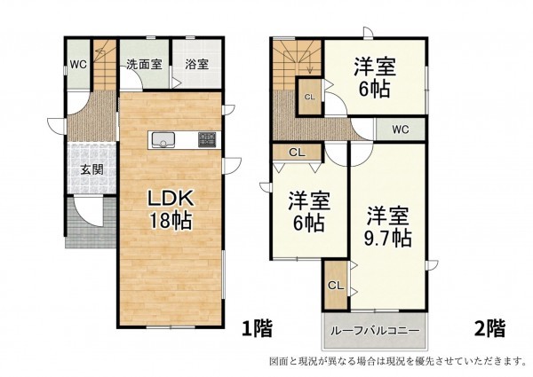 草津市平井、新築一戸建ての間取り画像です