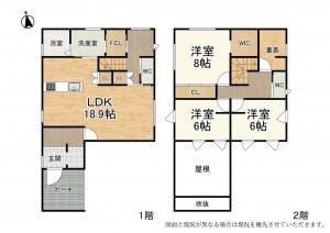 大津市尾花川、新築一戸建ての間取り画像です