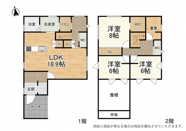 大津市尾花川、新築一戸建ての間取り画像です