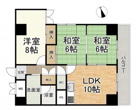 草津市草津、マンションの間取り画像です