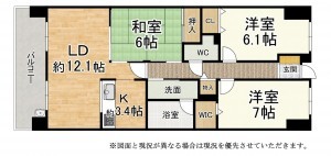 大津市栄町、マンションの間取り画像です